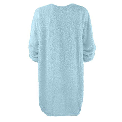 Youmymine Women Long Sleeve Sweater Knit Turtleneck Winter Warm Sweatshirt Loose Mini Casual Dress (M, Sky Blue-2) #TOP3