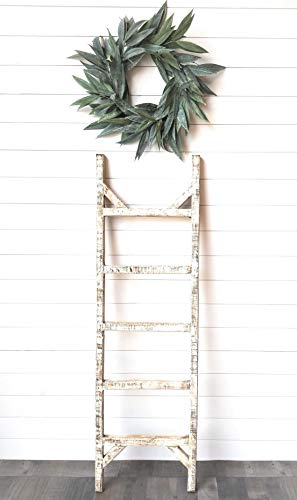 Farmhouse Blanket Ladder 5 Foot Blanket Ladder Rustic White