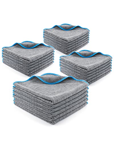LICARGO Lot de 24 chiffons en microfibre 380 g/m² - 40 x 40 cm - Chiffons de nettoyage pour voiture - Chiffon de polissage - Chiffons en microfibre non pelucheux pour voiture, moto et maison - Chiffon