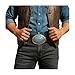 Men Western Fashion Belt Buckle Silver Metal Ethnic Cowboy Turquoise Blue Native Style