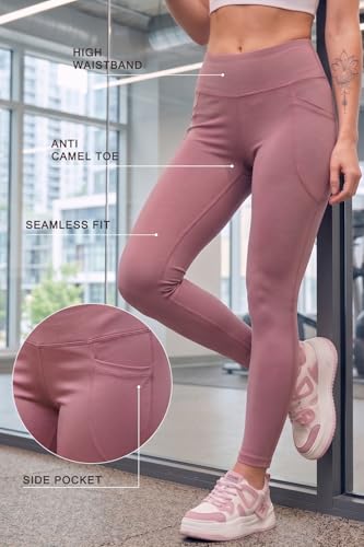 Image of JUNEBERRY Women's Solid Spandex Skinny Fit Activewear Legging | Stretchy, Lightweight & Comfortable for Gym Colors: Black, Navy, Light Grey, Sage, Cocoa, Wine, Mauve.