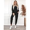Ekouaer Women's Velour Joggers Sets Fleece Sportswear Full Zip Sweatshirts and Sweatpants Black M