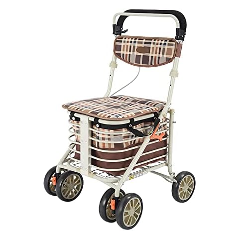 Walker with Seat and Wheels Rollators 4 Wheel with Seat Folding Lightweight Walking Aids Mobility Walkers with Padded Seat,Lockable Brakes and Carry Bag,Adjustable Height Gift for Mom Dad Cover
