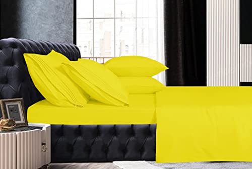 Image of Mocassi Hotel Luxury 1800 Thread Count Bedding Pillowcases King Size Set of 2 - Pillow Covers - Pillow Protector - Cooling Pillowcases (Set of 2 King Size 20 inch x 40 inch, Yellow)