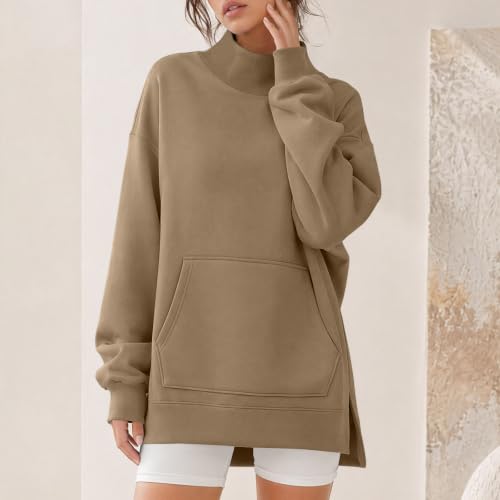 Mockneck Sweatshirt Women Long Sleeve Loose Fit Oversized Sweatshirt - image 3