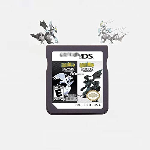 Pokemon Black Version+White Version (2in1)Game Card WIth Game Cartridges .Compatible with Any System of NDS, NDSL, NDSi, NDSi LL/XL, 3DS, 3DSLL/XL(US Version)