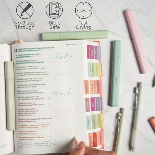 Image of BLIEVE Bible Highlighters And Pens No Bleed, Chisel Tip & Rollerball Pens, Multicolor Ink, Comfort Grip & Fast Dry, Cute Bible Journaling (PASTEL)
