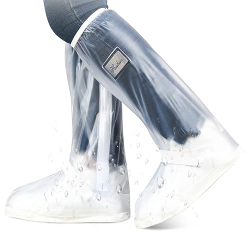 LURNODY Un Par de Protectores​Polainas Bota Engrosados, Polainas Impermeables Senderismo Protección de Doble Capa, Cubre Zapatos Lluvia Con Sujetadores Que No Se Caen Fácilmente (Blanco L)