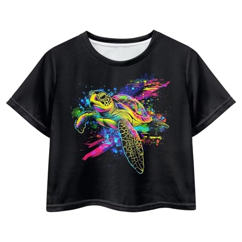Image of Cute Crop Tops for Girls Short Sleeve Summer T Shirts Fashion Graphic Tees Crew Neck Pullover Tee 5-14 Years