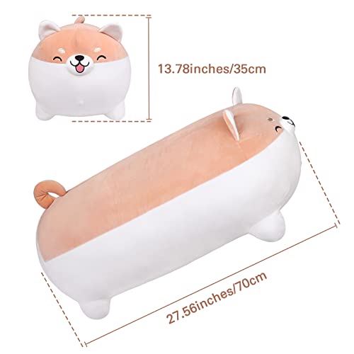 Auspicious Beginning 27.6'' Shiba Inu Plush Toy Anime Smiling Corgi Kawaii Long Plush Dog Soft Hugging Body Pillow, Big Stuffed Animal Plush Doll Gifts #TOP1