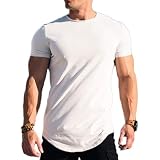 [Manatsulife] Tシャツ メンズ 半袖 ストレッチ 下着 無地 肌着 吸汗速乾 筋トレ トレーニング ジム用 夏 D15 (JP, アルファベット, L, ホワイト)
