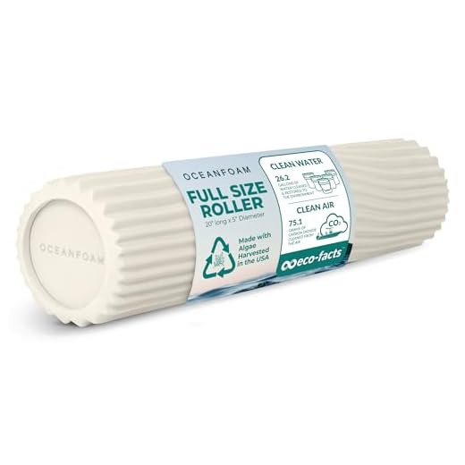 Oceanfoam Tidal Roller - Natural - Muscle Massage Foam Roller for Back Pain & Stretching - Firm and Ergonomic Wide Wave Textured - Yoga, Athletics, & Wellness - Full Size, 20" x 5"