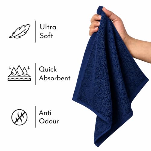 Image of HEELIUM Bamboo Face Towel | Ultra Absorbent & Odour-Free | 3X Softer Than Cotton Towels | 30 x 30 cm - 600 GSM