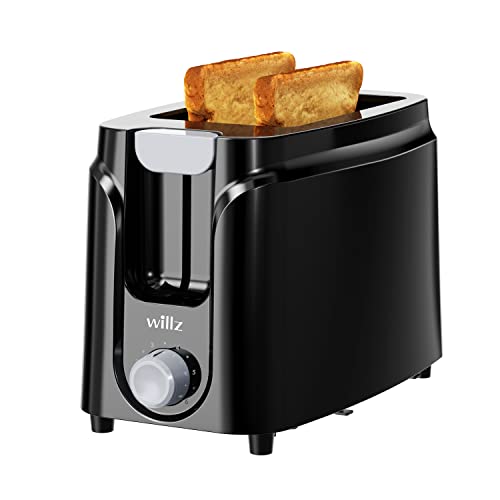 Willz WLTO2BKM075 2-Slice Toaster, Extra Wide Slot With 6 Browning Levels, Small Toaster For Bread, Removable Crumb Tray cover