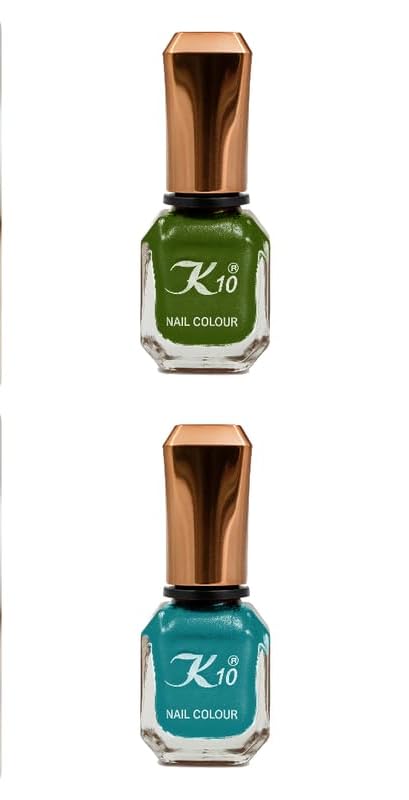 K 10 Long-Lasting Nail Polish | Glossy Finish | Smoth Application | Quik Drying Formula | One Stroke Coverage | High Shine Polish Green & Teal-image-32