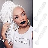 Imierfa White Braiding Hair, Jumbo Kanekalon Braiding Hair Extensions,24Inch Braiding Hair for Box Braids Hair Twist Braiding Hair Color White 24' 3PCS