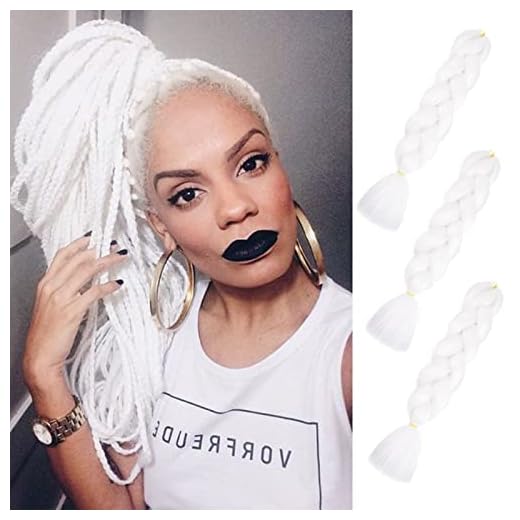 Imierfa White Braiding Hair, Jumbo Kanekalon Braiding Hair Extensions,24Inch Braiding Hair for Box Braids Hair Twist Braiding Hair Color White 24" 3PCS