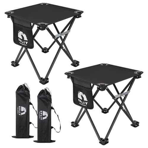 Opliy Camping Stool 2Pack Upgrade Foot Stool for Camping Fishing Hiking Gardening and Beach Camping Seat with Carry Bag Black 600D Double Oxford Cloth and Steel Pipe