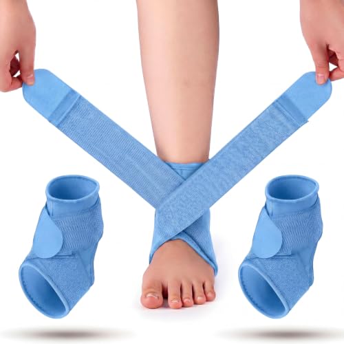 Image of Honoson 2 Pcs Ankle Brace Kid Ankle Support Youth Neoprene Lace up Compression Sleeve Foot Brace Stabilizer with Adjustable Strap for Sport Sprained Plantar Fasciitis Achilles Tendonitis(Light Blue,S)