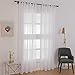 Produktbild Laneetal Transparente Gardine mit Schlaufen 1 Stück Fensterschal in Weiß Leinen Optik 140x225 cm Dekoschal für Schlafzimmer Wohnzimmer Schlaufenschal Fenstervorhang Vorhang