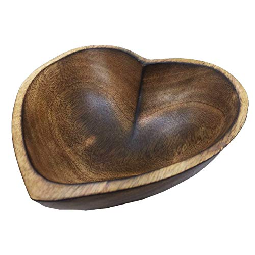 Heart Shaped Wooden Bowl Design Serving Dessert Fruit Snack Plate Wood Dish Food