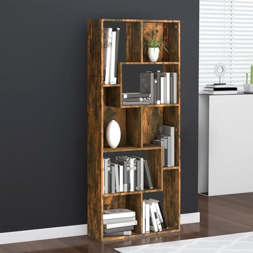 Cinyiqo Estantería Madera contrachapada Color Roble Ahumado 67x24x161cm, Libreria Estanteria, Muebles Auxiliares, Estanterias Almacenaje, Mueble Almacenaje, Mueble Organizador - 815501