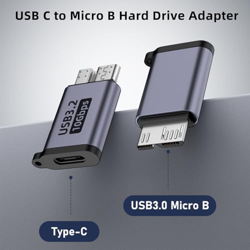 Image of Jadebones USB C to Micro B Hard Drive Adapter (4 Pack), 10Gbps Micro B to USB C Cable Converter Compatible with External Hard Drive, Laptop, Tablet, Phone and More