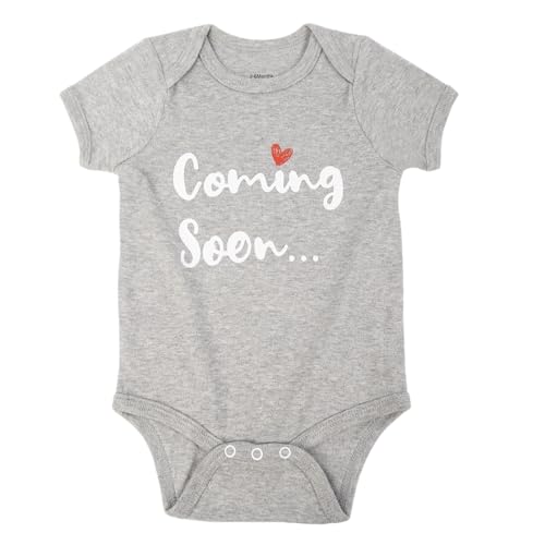 Cnins Gender Reveal Onesie | Cute for Baby Shower | Coming Soon Pregnancy Announcement Bodysuit (3-6M, N-Gray-WT)