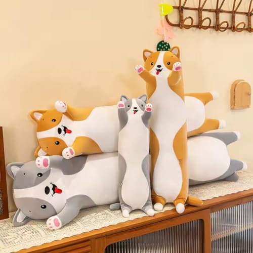 Image of The Orange Long Dog Plush Pillow - A Snuggly Birthday Surprise Perfect for Cuddling, Decorating, or Just Lounging Around.
