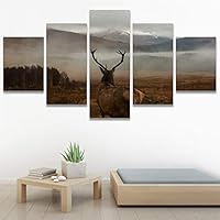 SIGNWIN 5 Panel Canvas Wall Art Animals Cheetah Closeup Contemporary Expressive Modern Artwork for Home Decorations Ready to Hang - 60