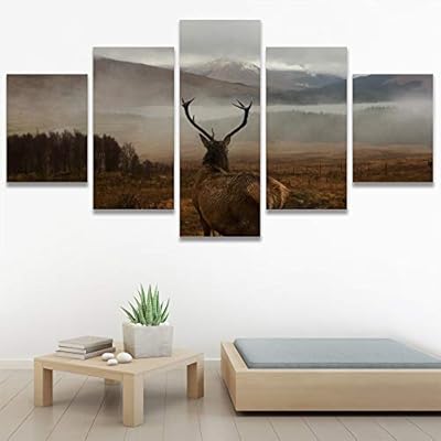 SIGNWIN 5 Panel Canvas Wall Art Animals Cheetah...