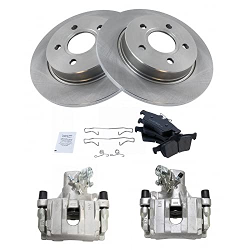 Image of TRQ Rear Brake Pad and Rotor Set Ceramic Solid Rotors Calipers | For 2012-2018 Ford Focus