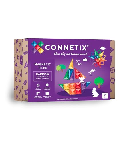 CONNETIX Magnetic Tiles Rainbow Starter Pack 60 Pieces