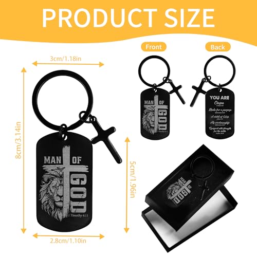 Keychain for Men Boys, Dog Tag Style Key Chain, Black Key Rings Birthday Christmas Veteran Day Gifts2
