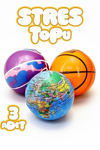 3 Adet PU Stres Topu, Eğitici Avuç Güçlendirici Kedi Oyuncağı, Yumuşak, 6 cm