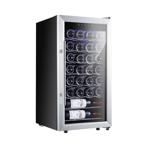 Kalamera Wine Fridge, 28 Bottles Wine Cooler Fridge with Stainless Steel Glass Door, 86L, KRC-28ASS Cover