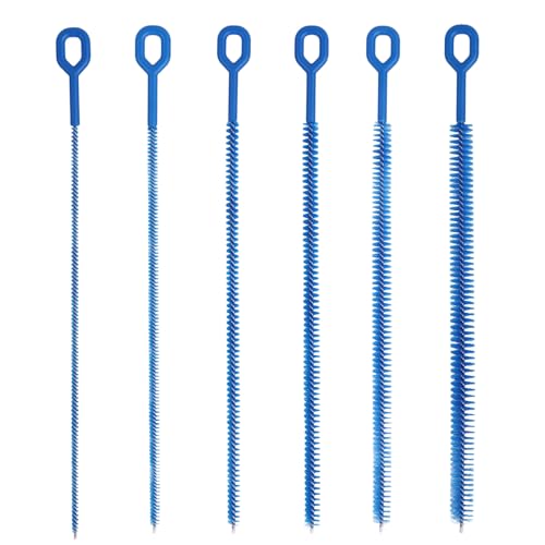 Image of 6pcs Straw Cleaner Brush Set, 12.6 Inch Cleaning Brush Extra Long Reusable Water Bottle Pipe Cleaner Bendable Cleaning Tool for Metal Silicone Plastic Glass Straws Tubes (Blue)