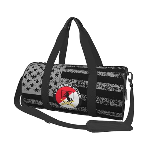 11th Armored Cavalry Regiment Black Horse Convertible Garment Bag with Shoulder Strap, Carry on Garment Duffel Bag for Men - Rolling Foldable for Travel Luggage Bags (Black)