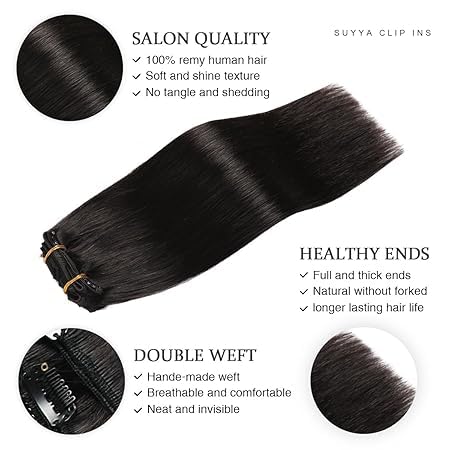 SUYYA Clip in Hair Extensions Real Human Hair - Image 3