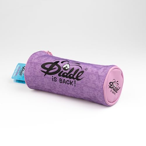 DIDDL - Federmäppchen Diddl Lila und Rosa 20 x 8 5 cm Federmäppchen rund mit Diddl Logo auf der Vorderseite und an den Seiten Federmäppchen mit Reißverschluss ideal für Stifte Bleistifte und