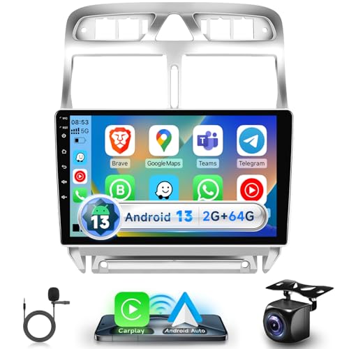 ►[Autoradio specifica per Peugeot 307]: questa autoradio è specifica per Peugeot 307 2002-2013, dotata di sistema operativo Android 13.0, memoria 2 GB (RAM) + 64 GB (ROM), touchscreen da 9 pollici, telaio incluso.