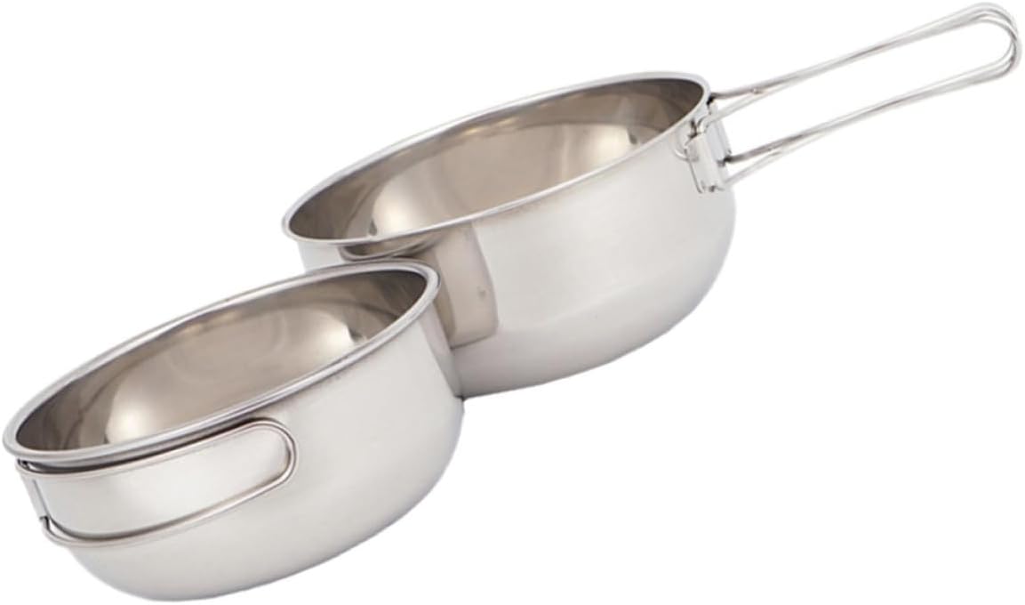 Didiseaon 3pcs Stainless Steel Folding Bowls with Mesh Storage Bag for Camping and Hiking, 650ml and 500ml Capacity, Smooth and Safe round Bowls for Outdoor Bbq and Travel