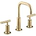 KOHLER K-14406-4-BGD Purist Widespread Lavatory Faucet with Low Gooseneck Spout and Low Lever Handles, Vibrant Moderne Brushed Gold