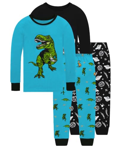 Image of Dolphin&Fish Boy Pajamas Toddler Kids Pjs Set Cotton Soft Clothes Sleepwear | Long Sleeve Elastic Cuffs,Stretch breathable,Dinosaur Space Print Options