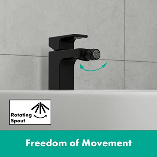 hansgrohe Vernis Shape Single lever bidet mixer with pop-up waste set, matt black, 71211670 - Image 4
