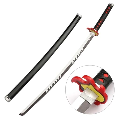 Image of Offo Demon Slayer Tanjiro Kamado Katana Sword - 100cm Life-Size Wooden Anime Replica for Cosplay, Martial Arts, Display, Training & Decor - Lightweight Durable Gift Sword for Fans & Collectors
