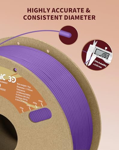 Image of DURAMIC 3D TPU Filament 1.75mm Purple, TPU Flexible Filament 95A, Soft TPU 3D Printing Filament, 1kg Spool, Dimensional Accuracy + /- 0.05mm, Purple 1 Pack