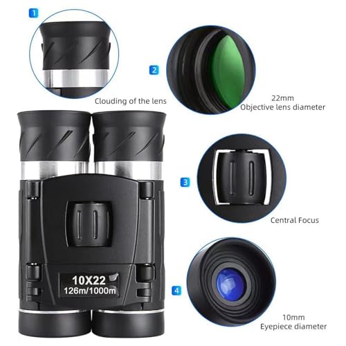 Binoculares compactos 10x22 portátiles para adultos y niños miniatura 3