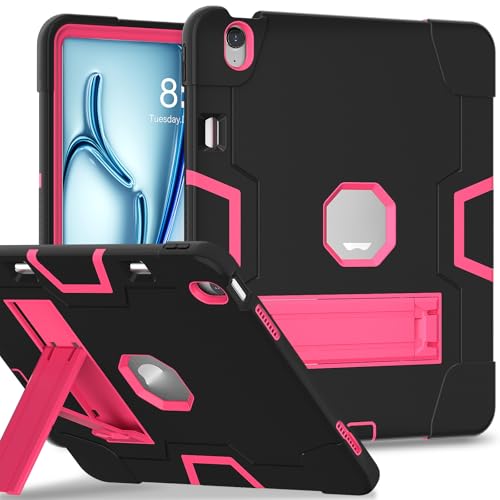 Coque iPad Air 13 M3/M2 antichoc en TPU rose noire avec porte-crayon