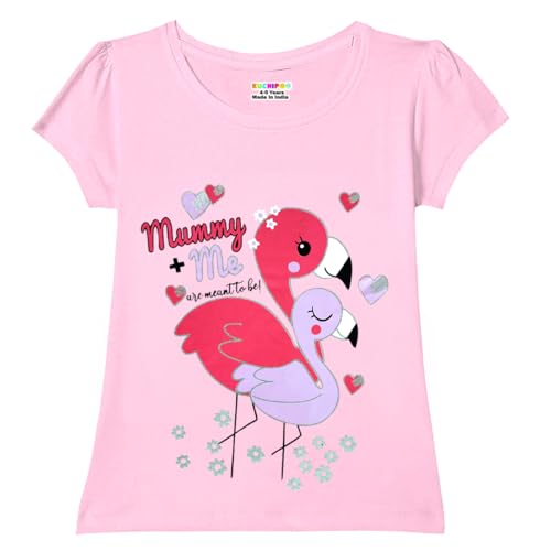 Image of Kuchipoo Girls Half Sleeves Regular Fit Cotton T-Shirt